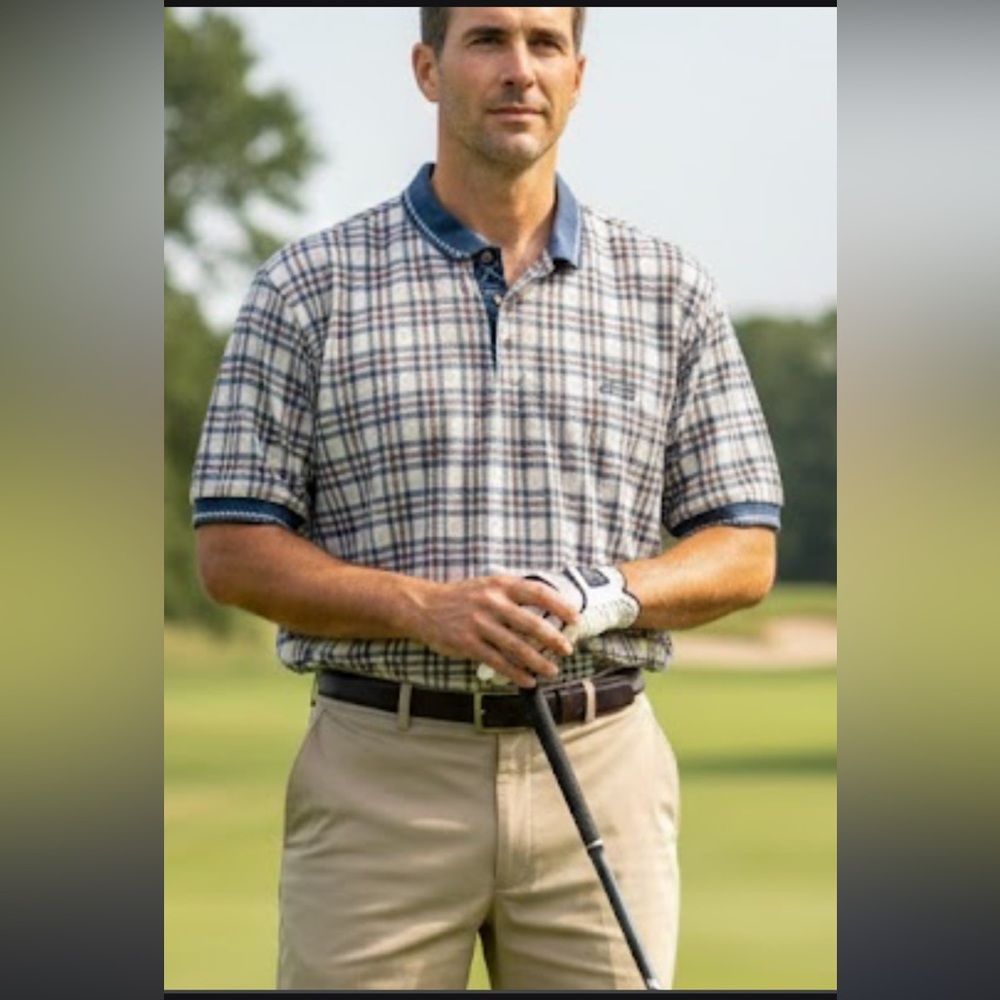 IZOD  Golf Polo Plaid Short Sleeves Shirt